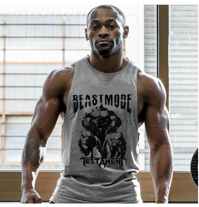 Ανδρικό φανελάκι με στάμπα και οβάλ λαιμόκοψη