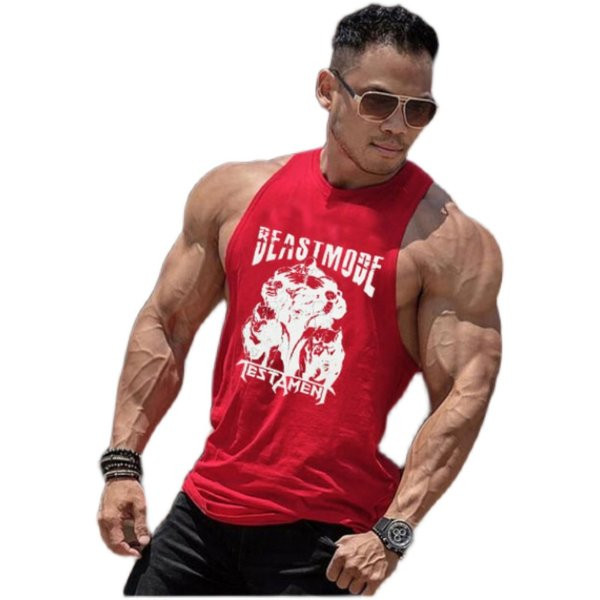 Ανδρικό φανελάκι με στάμπα και οβάλ λαιμόκοψη