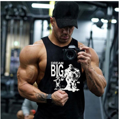 Спортен памучен потник с щампа