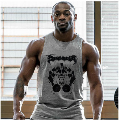 Спортен памучен потник с щампа