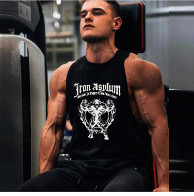 Спортен памучен потник с щампа