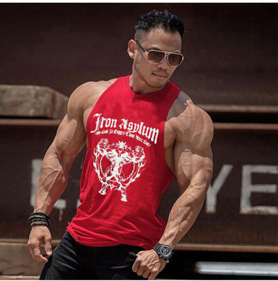 Спортен памучен потник с щампа