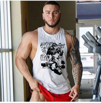 Спортен памучен потник с щампа