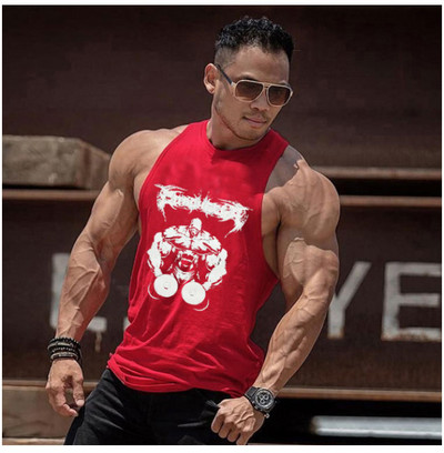 Спортен памучен потник с щампа