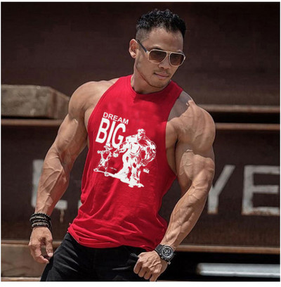 Спортен памучен потник с щампа