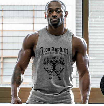 Спортен памучен потник с щампа