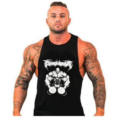 Спортен памучен потник с щампа