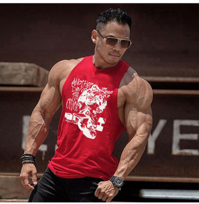 Спортен памучен потник с щампа