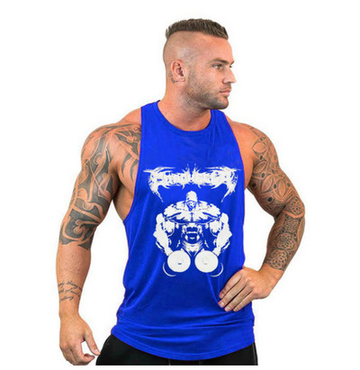 Спортен памучен потник с щампа