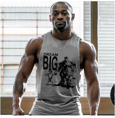 Спортен памучен потник с щампа