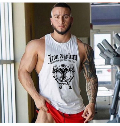 Спортен памучен потник с щампа