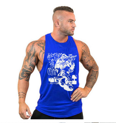 Спортен памучен потник с щампа