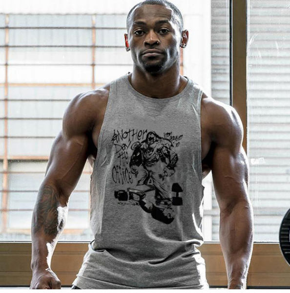 Спортен памучен потник с щампа