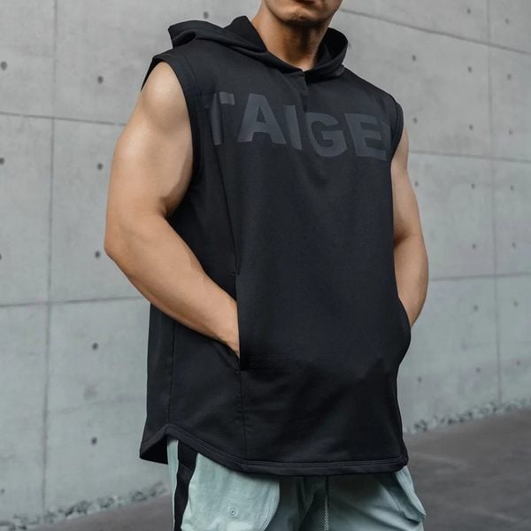 Ανδρικό αθλητικό φανελάκι με κουκούλα και επιγραφή σε πολλά χρώματα