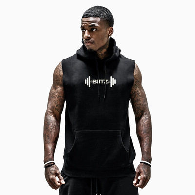 Novi model muške majice bez rukava s kapuljačom i džepom