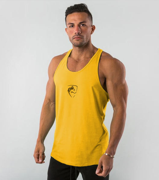 Pamučna muška sportska majica bez rukava s aplikacijom