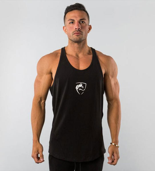 Pamučna muška sportska majica bez rukava s aplikacijom