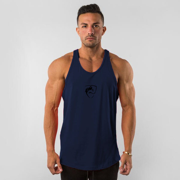 Pamučna muška sportska majica bez rukava s aplikacijom