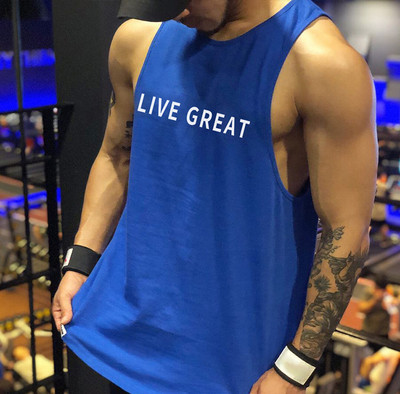 Ανδρικό αθλητικό φανελάκι με επιγραφή - τρία χρώματα