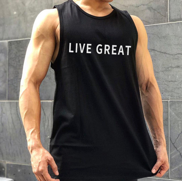 Ανδρικό αθλητικό φανελάκι με επιγραφή - τρία χρώματα