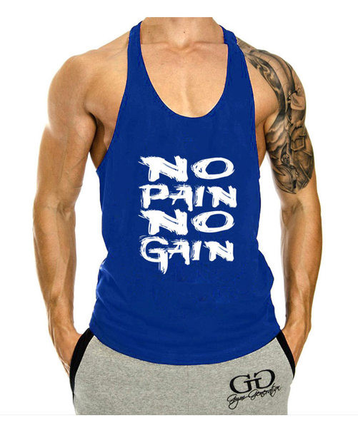 Летен памучен потник за тренировки с надпис