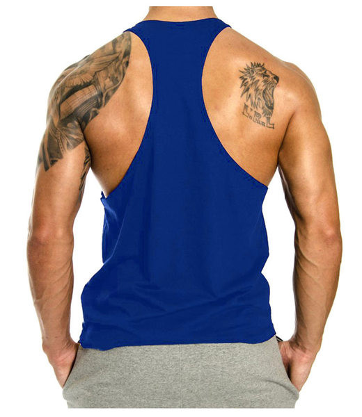 Летен памучен потник за тренировки с надпис