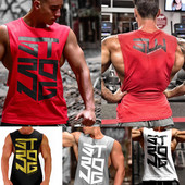 Ανδρικό σπορ φανελάκι casual με οβάλ λαιμόκοψη και επιγραφή