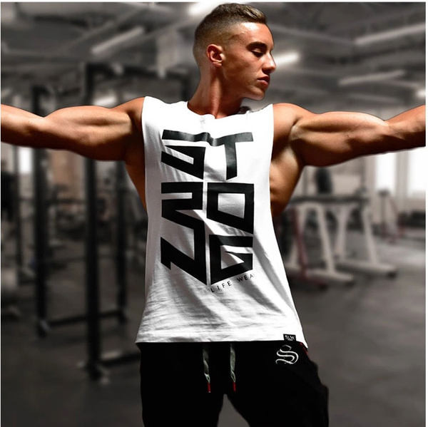 Ανδρικό σπορ φανελάκι casual με οβάλ λαιμόκοψη και επιγραφή