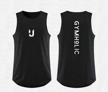 Muška sportska majica bez rukava s okruglim izrezom i printom na leđima