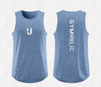 Muška sportska majica bez rukava s okruglim izrezom i printom na leđima