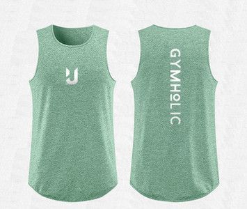 Muška sportska majica bez rukava s okruglim izrezom i printom na leđima