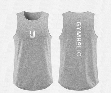 Muška sportska majica bez rukava s okruglim izrezom i printom na leđima