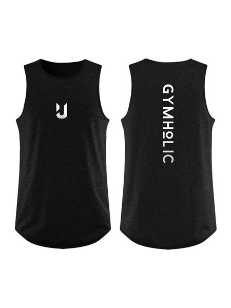 Muška sportska majica bez rukava s okruglim izrezom i printom na leđima