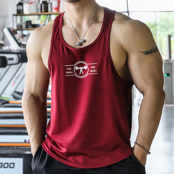 Ανδρικό φανελάκι με στάμπα-κατάλληλο για σπορ