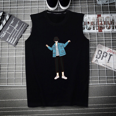 Pamut felsőrész széles pántokkal és színes nyomattal