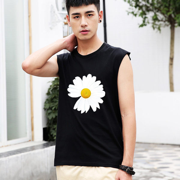 Pamut felsőrész széles pántokkal és színes nyomattal