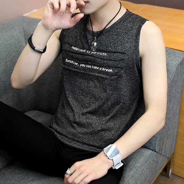 Ανδρικό φανελάκι casual με στρογγυλή λαιμόκοψη