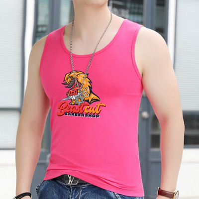 Férfi felső mintával és ovális nyakkivágással mindennapi használatra