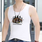 Nyári alkalmi pamut felső, férfi mintával