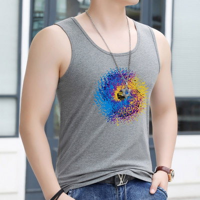 Ovaalse dekoltee ja värvitrükiga vabaaja topp