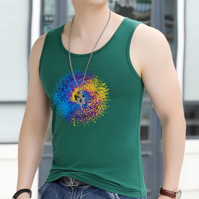 Ovaalse dekoltee ja värvitrükiga vabaaja topp