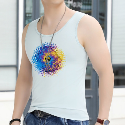 Ovaalse dekoltee ja värvitrükiga vabaaja topp