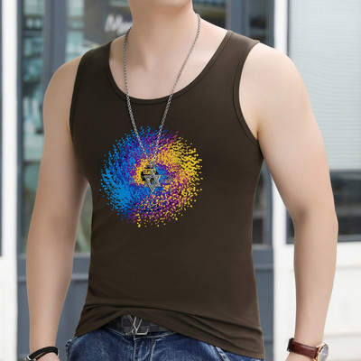 Ovaalse dekoltee ja värvitrükiga vabaaja topp