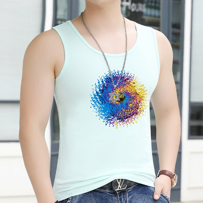 Ovaalse dekoltee ja värvitrükiga vabaaja topp