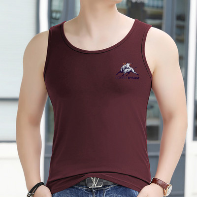 Βαμβακερό ανδρικό φανελάκι με χρωματιστή απλικέ