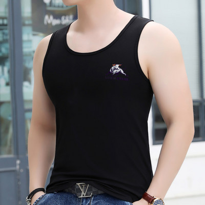 Βαμβακερό ανδρικό φανελάκι με χρωματιστή απλικέ