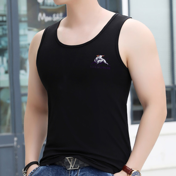 Βαμβακερό ανδρικό φανελάκι με χρωματιστή απλικέ