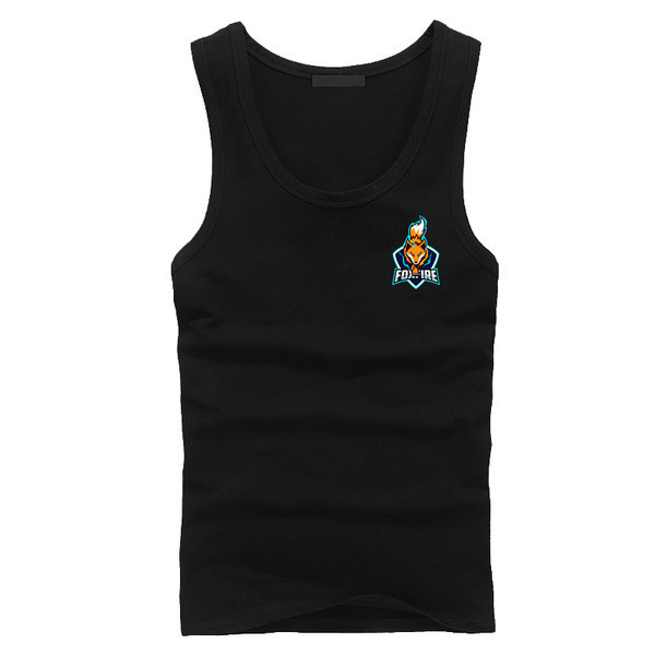 Памучен мъжки потник с цветна щампа и овално деколте 