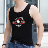 Καθημερινό φανελάκι με στάμπα και οβάλ λαιμόκοψη για άνδρες