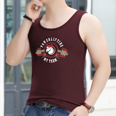 Καθημερινό φανελάκι με στάμπα και οβάλ λαιμόκοψη για άνδρες